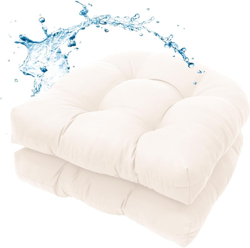 MTMR Water-Repellent Outdoor Chair Cushions Set of 2, 19”X19” Patio Chair Cushions with High Elasticity PP Cotton, Thick Tufted Outdoor Patio Furniture Cushions, Seat Cushions for Outdoor Furniture - Image 1